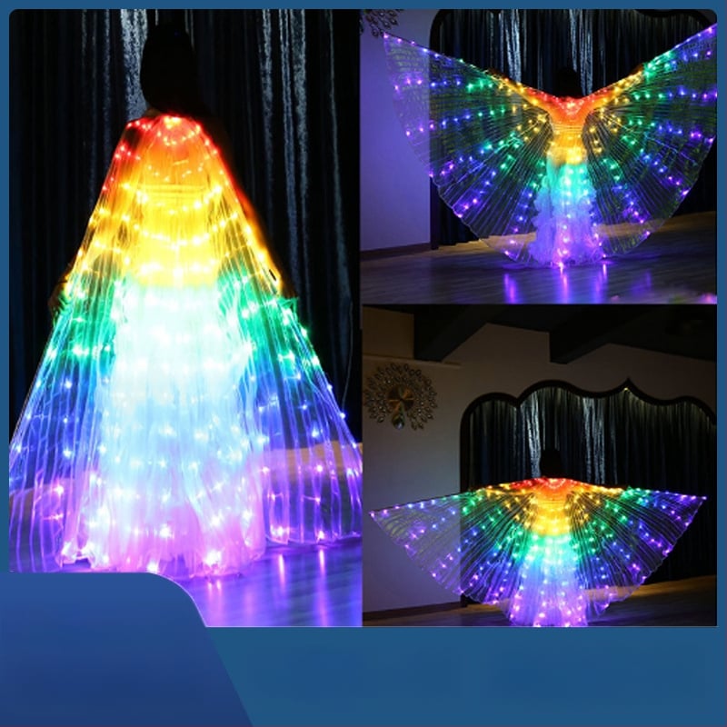 Светещо наметало с криле на пеперуда за сценични изпълнения (LED осветление; полиестер; полу ръчна и полу механична изработка)