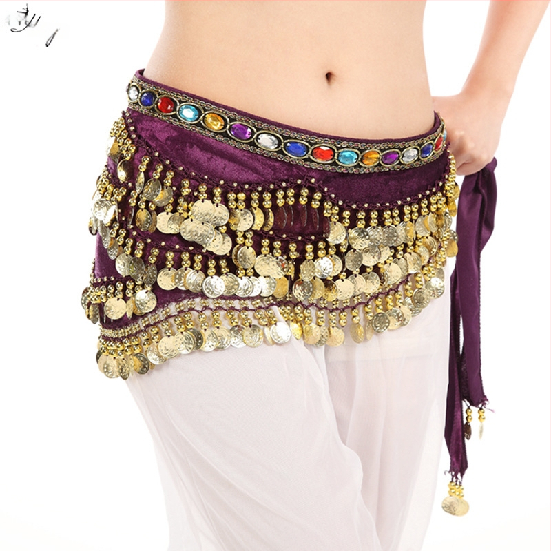 Μεταλλική ζώνη μέσης για ανατολίτικο χορό με κρεμαστά νομίσματα και διαμαντικές λεπτομέρειες; χωρίς αγκράφα; συσκευασία 10 τεμάχια