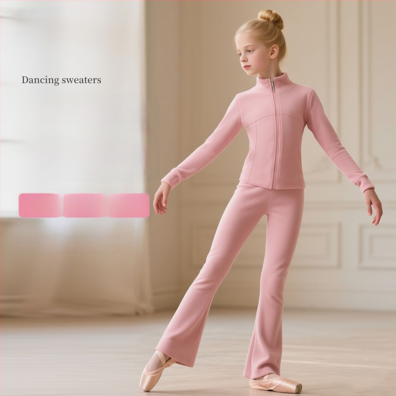 Set de dans pentru fete cu mâneci lungi, primăvara 2025, țesătură Tr, PVC 90–95%, stil chinezesc, retro literar