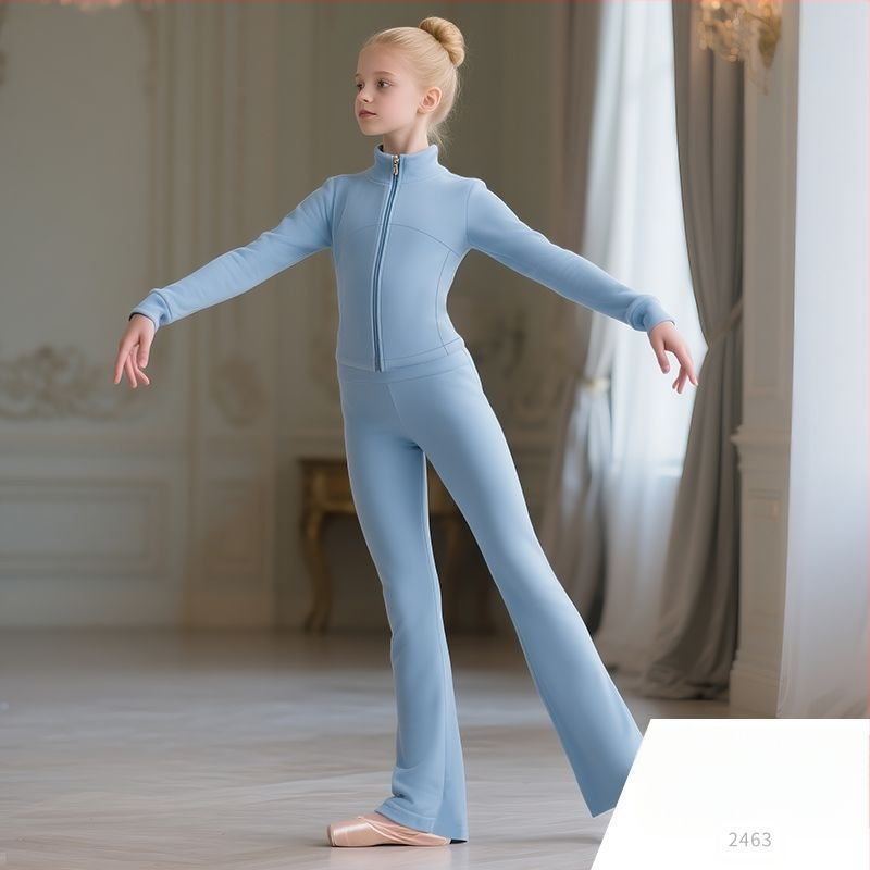 Set de dans pentru fete cu mâneci lungi, primăvara 2025, țesătură Tr, PVC 90–95%, stil chinezesc, retro literar