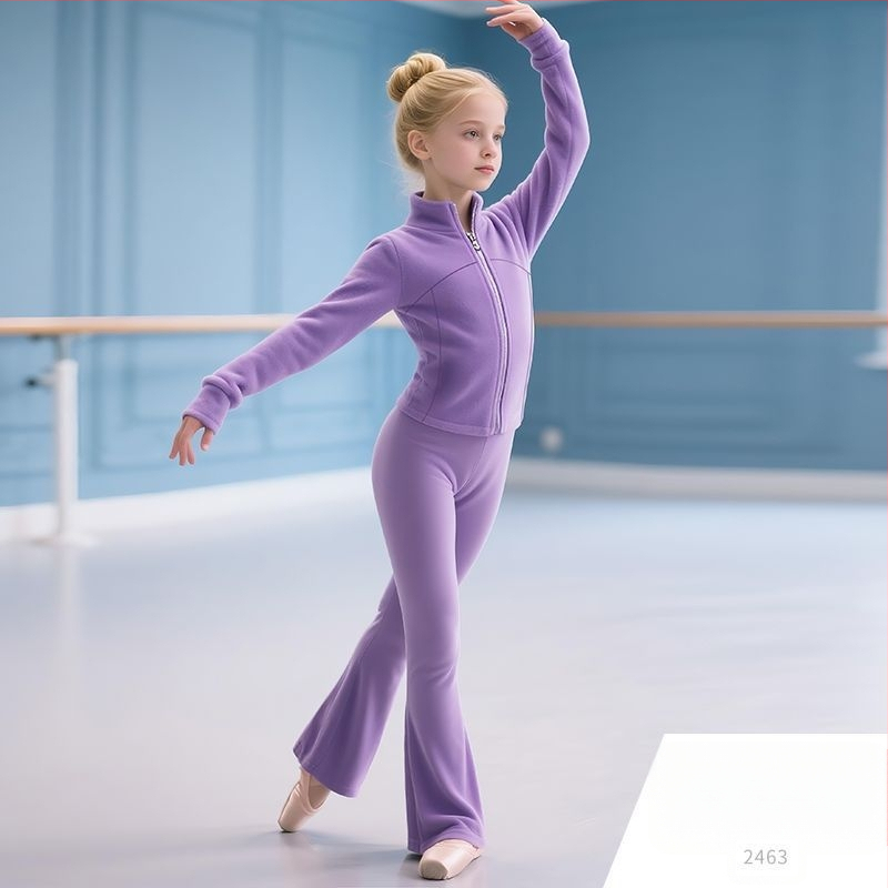 Set de dans pentru fete cu mâneci lungi, primăvara 2025, țesătură Tr, PVC 90–95%, stil chinezesc, retro literar