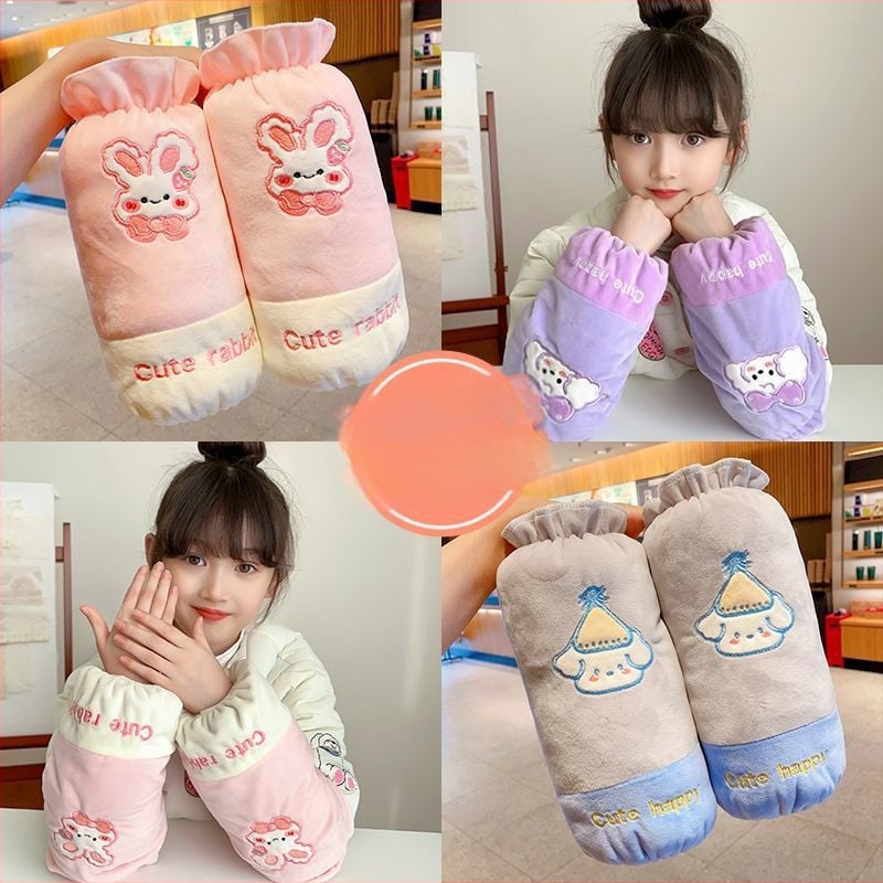 Vaikų rankų apsaugos nuo pūkuotos striukės – karikatūros raštas, anti nešvarumams, reljefinė medžiaga, 3–13 metų, žiema–pavasaris–ruduo