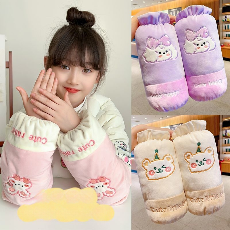 Vaikų rankų apsaugos nuo pūkuotos striukės – karikatūros raštas, anti nešvarumams, reljefinė medžiaga, 3–13 metų, žiema–pavasaris–ruduo