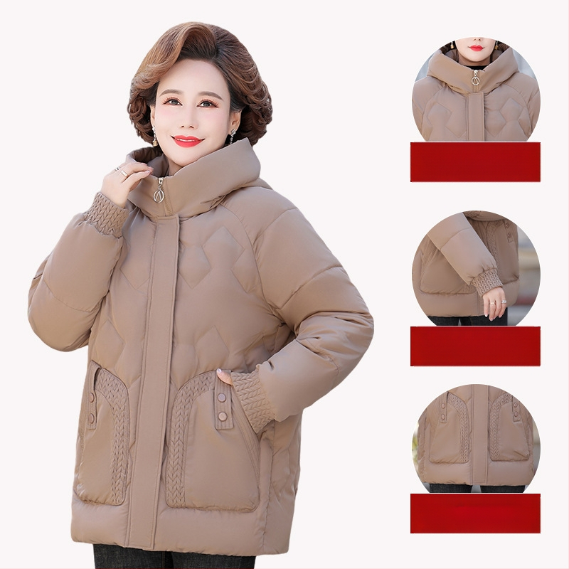 Palton de iarnă cu umplutură de bumbac, căptușit cu fleece, glugă, fermoar, lungime medie (50–65 cm), țesătură din poliester (>95%)