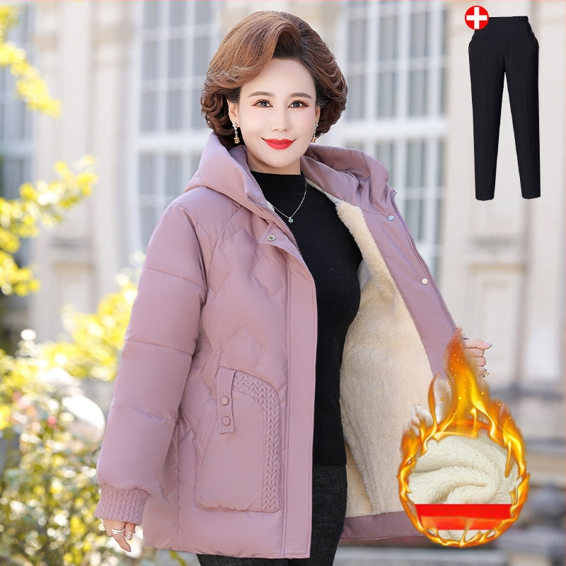 Palton de iarnă cu umplutură de bumbac, căptușit cu fleece, glugă, fermoar, lungime medie (50–65 cm), țesătură din poliester (>95%)