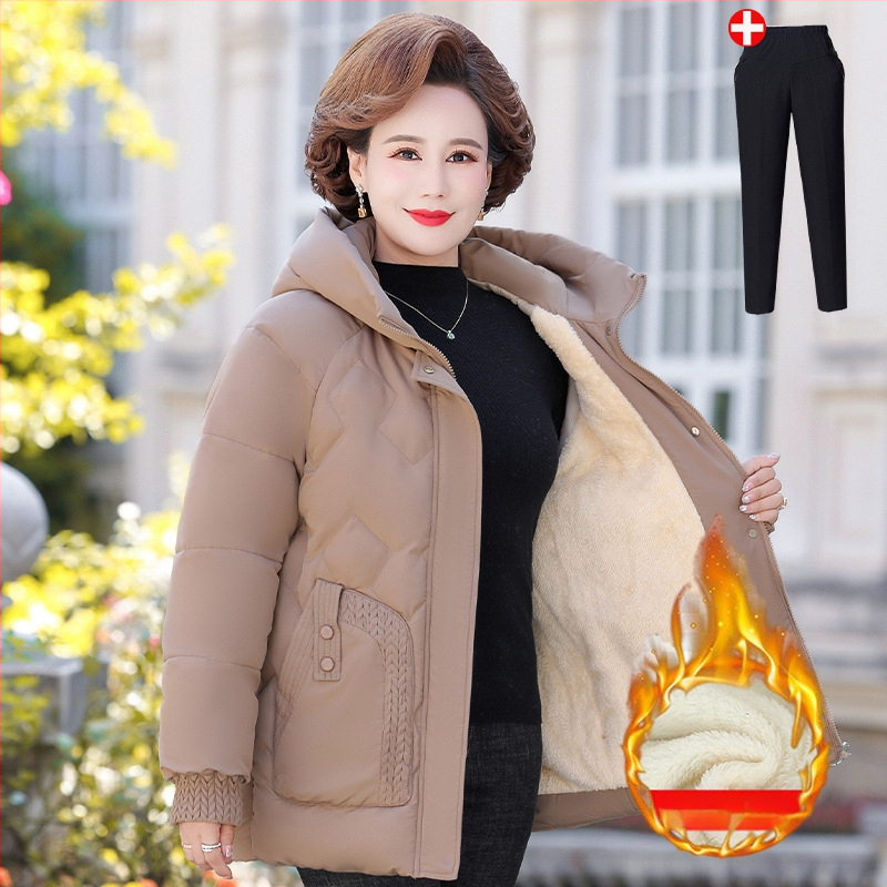 Palton de iarnă cu umplutură de bumbac, căptușit cu fleece, glugă, fermoar, lungime medie (50–65 cm), țesătură din poliester (>95%)