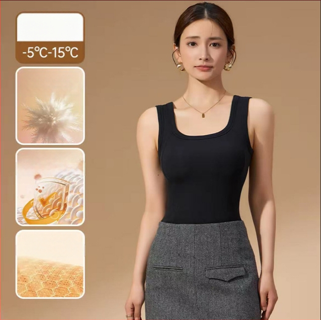 Жилет-стил интегриран сутиен с подплънки, графенова термозащита и 90% гъши пух, компресия на страничните гърди, тясно прилепващ