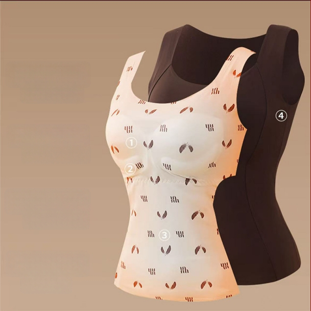 Жилет-стил интегриран сутиен с подплънки, графенова термозащита и 90% гъши пух, компресия на страничните гърди, тясно прилепващ