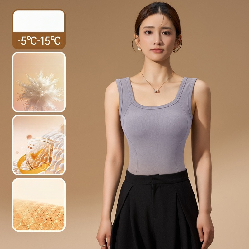 Жилет-стил интегриран сутиен с подплънки, графенова термозащита и 90% гъши пух, компресия на страничните гърди, тясно прилепващ