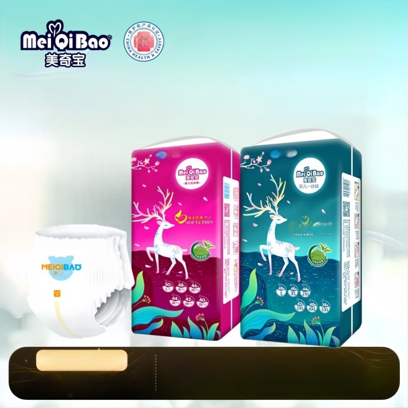 Meiqibao Pantaloni All-In-One Lace-Up, medical grade pull-up pentru bebeluși, 5–40 kg, set de 6 cutii