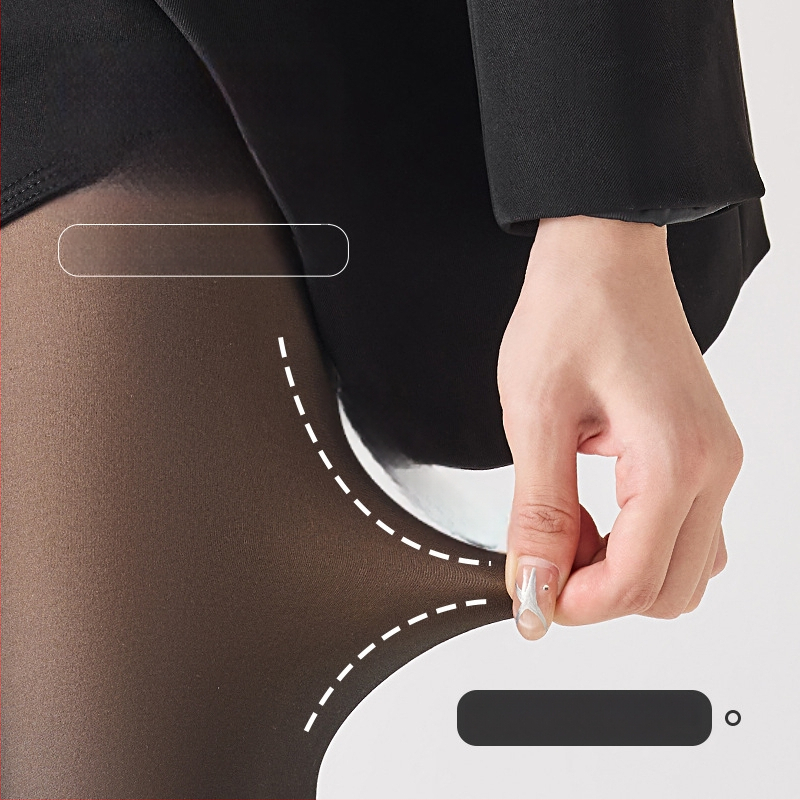 Colanți-ciorapi all-in-one cu controlul taliei și ridicare fesieri, căptuți cu fleece, cald și gros, 70-80% poliester, 30-50% spandex