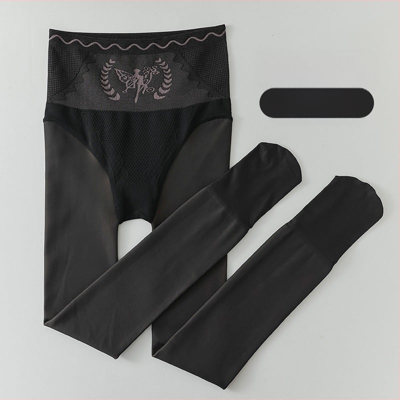 Colanți-ciorapi all-in-one cu controlul taliei și ridicare fesieri, căptuți cu fleece, cald și gros, 70-80% poliester, 30-50% spandex