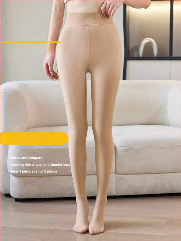 Colanți-dres All-in-One din nailon și elastan, groși, calzi, toamnă–iarnă 2024, cu picior integrat