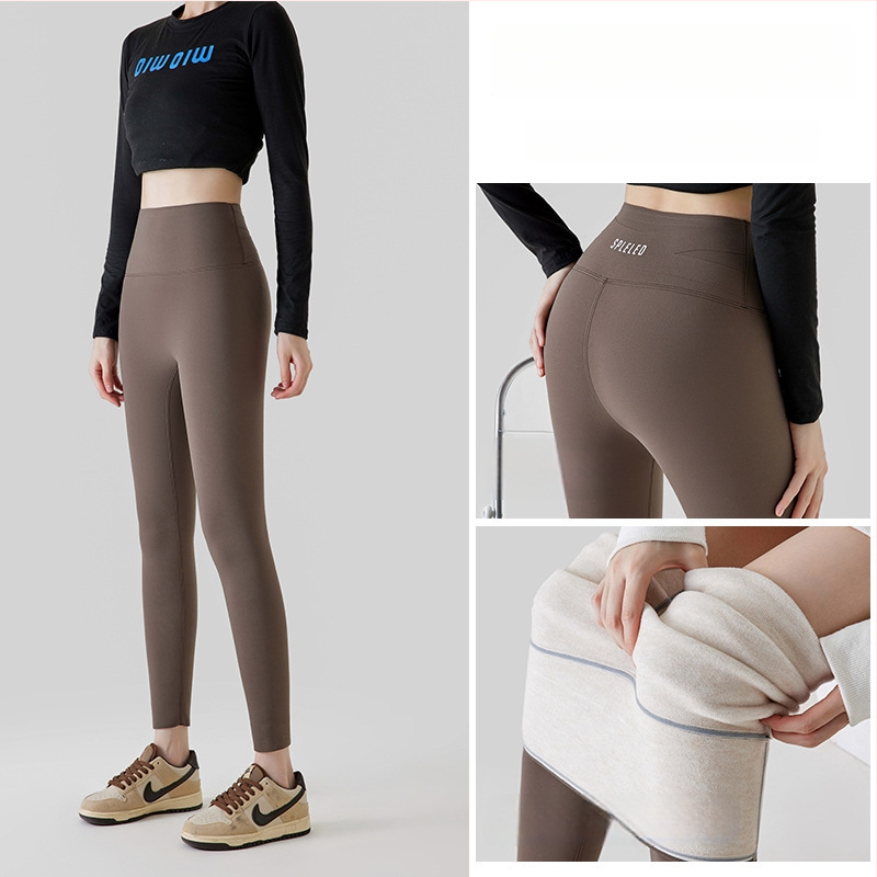 Ženske termalne tajice za jogu s visokim strukom, podizanje bokova, stezanje trbuha, uski kroj, dužina 9/10