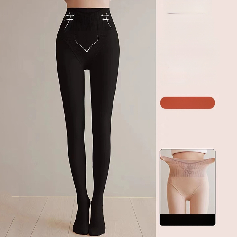 Pantyhose s cvjetnim uzorkom – vila, flis podstava, visokim strukom za oblikovanje struka i bokova, prirodan osjećaj kože, za proljeće i jesen