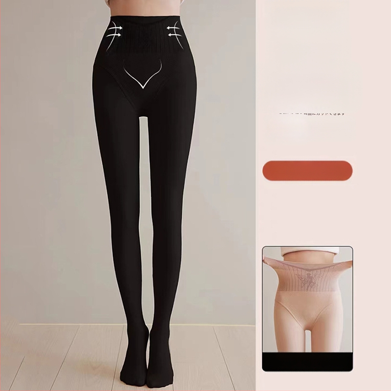 Pantyhose s cvjetnim uzorkom – vila, flis podstava, visokim strukom za oblikovanje struka i bokova, prirodan osjećaj kože, za proljeće i jesen
