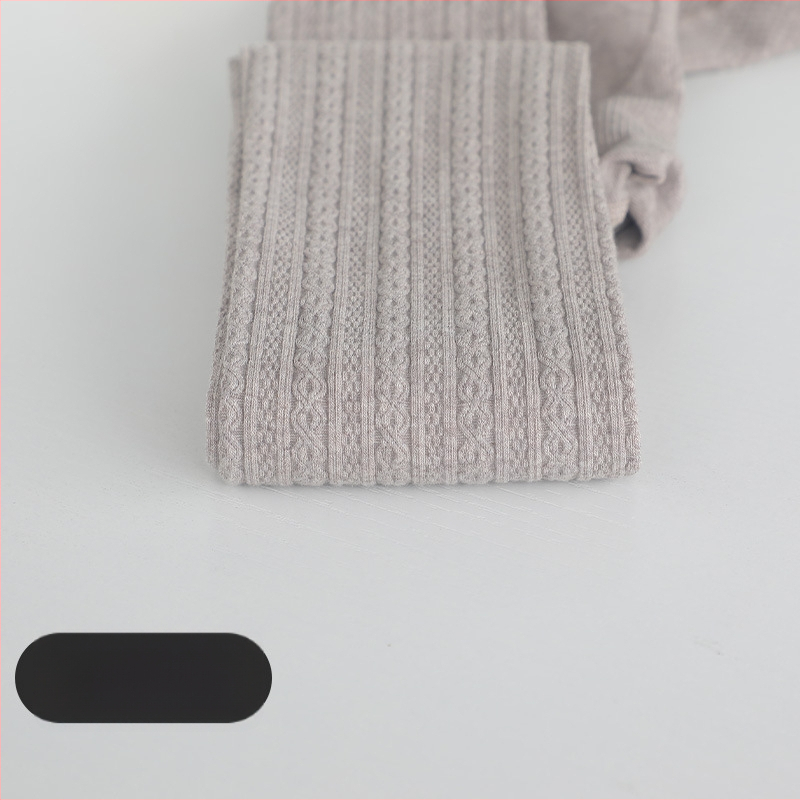Pamukaste pančoke s kabelastim pletenjem i fleece podstavom za jesen zimu, japanski JK stil, uzorak pšenice, mliječno bijela, tanko