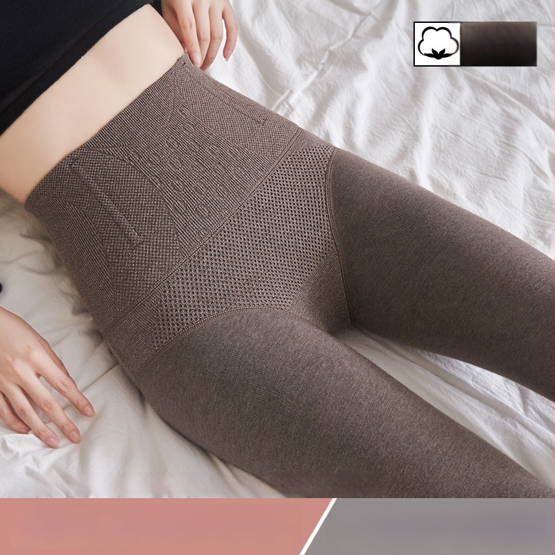 Ženske debeli flis legginse za jesen-zimu, topli, visokim strukom, oblikovanje trbuha, puna duljina nogu