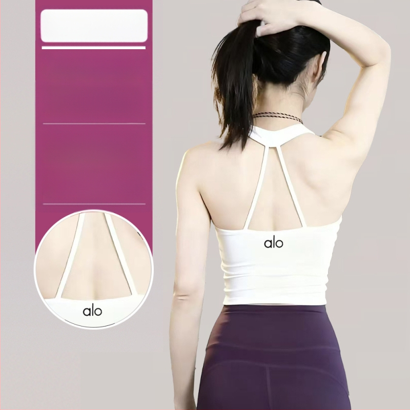 Τοπ γιόγκα με halter neck и ανοιχτή πλάτη, με επένδυση στήθους — νάιλον ύφασμα, σύνθεση 81–90%, μήκος μέσης