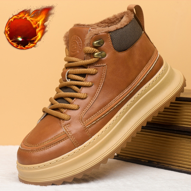 Vyriski aukšto profilio PU odos bateliai (atsparūs vandeniui, išlaiko šilumą, storesnė padas)