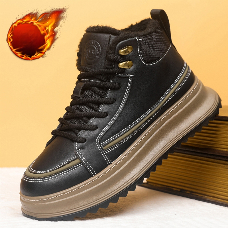 Vyriski aukšto profilio PU odos bateliai (atsparūs vandeniui, išlaiko šilumą, storesnė padas)