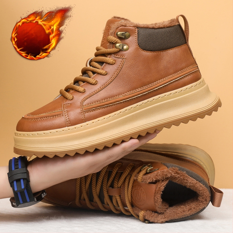 Vyriski aukšto profilio PU odos bateliai (atsparūs vandeniui, išlaiko šilumą, storesnė padas)