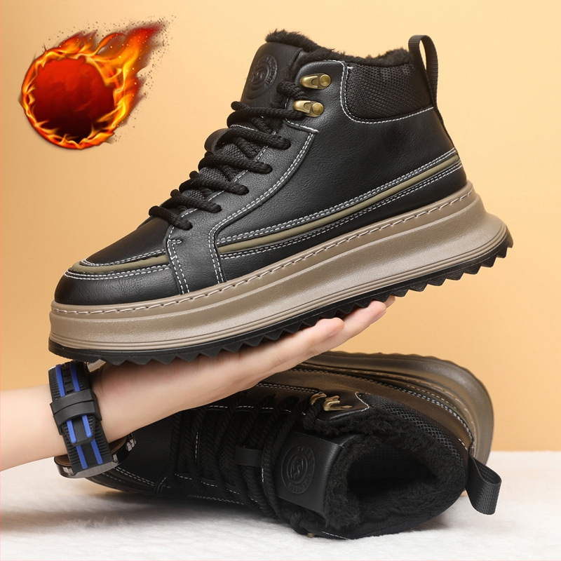 Vyriski aukšto profilio PU odos bateliai (atsparūs vandeniui, išlaiko šilumą, storesnė padas)