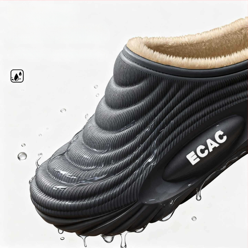 Vyrinės vandeniui atsparios medvilninės šlepetės - vidaus naudojimui, neslystančios, bekvapės, šilta velveto įdaila, EVA padas