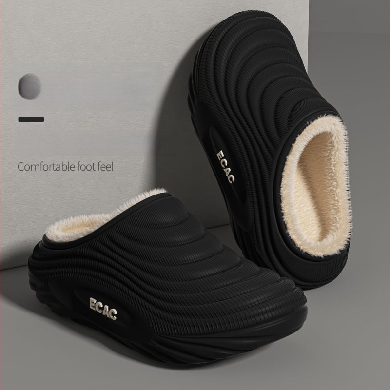 Vyrinės vandeniui atsparios medvilninės šlepetės - vidaus naudojimui, neslystančios, bekvapės, šilta velveto įdaila, EVA padas