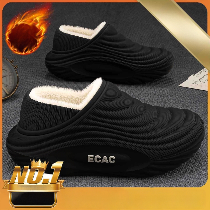 Vyrinės vandeniui atsparios medvilninės šlepetės - vidaus naudojimui, neslystančios, bekvapės, šilta velveto įdaila, EVA padas