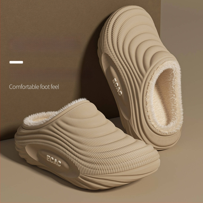 Vyrinės vandeniui atsparios medvilninės šlepetės - vidaus naudojimui, neslystančios, bekvapės, šilta velveto įdaila, EVA padas