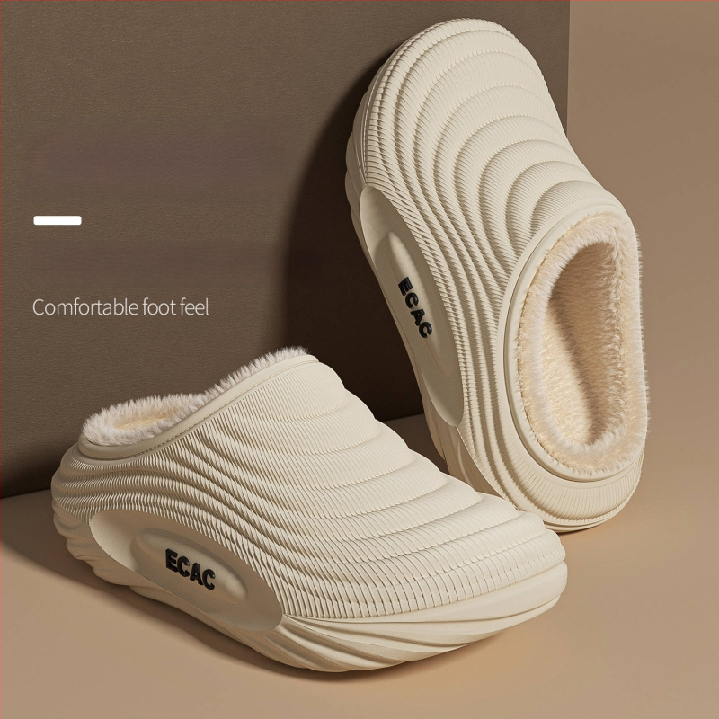 Vyrinės vandeniui atsparios medvilninės šlepetės - vidaus naudojimui, neslystančios, bekvapės, šilta velveto įdaila, EVA padas