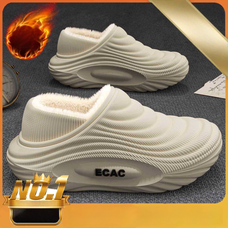 Vyrinės vandeniui atsparios medvilninės šlepetės - vidaus naudojimui, neslystančios, bekvapės, šilta velveto įdaila, EVA padas