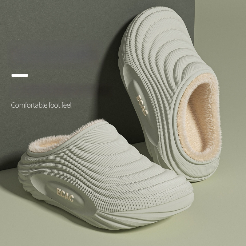 Vyrinės vandeniui atsparios medvilninės šlepetės - vidaus naudojimui, neslystančios, bekvapės, šilta velveto įdaila, EVA padas