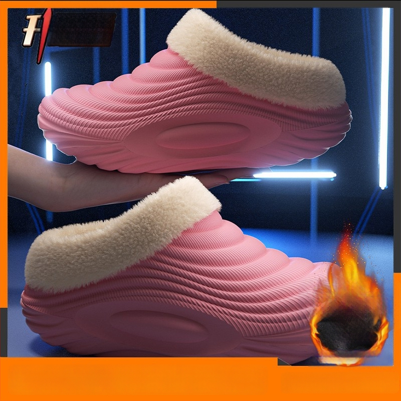 Vyrinės vandeniui atsparios medvilninės šlepetės - vidaus naudojimui, neslystančios, bekvapės, šilta velveto įdaila, EVA padas