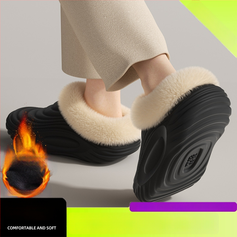 Vyrinės vandeniui atsparios medvilninės šlepetės - vidaus naudojimui, neslystančios, bekvapės, šilta velveto įdaila, EVA padas