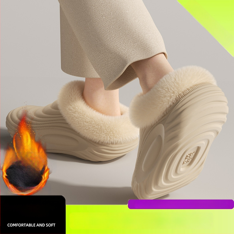 Vyrinės vandeniui atsparios medvilninės šlepetės - vidaus naudojimui, neslystančios, bekvapės, šilta velveto įdaila, EVA padas