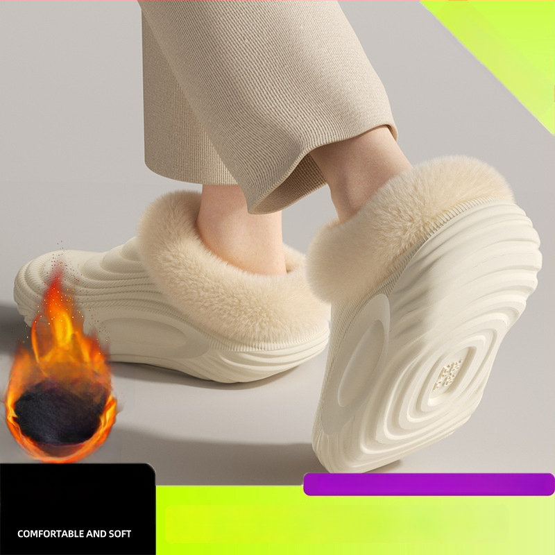 Vyrinės vandeniui atsparios medvilninės šlepetės - vidaus naudojimui, neslystančios, bekvapės, šilta velveto įdaila, EVA padas