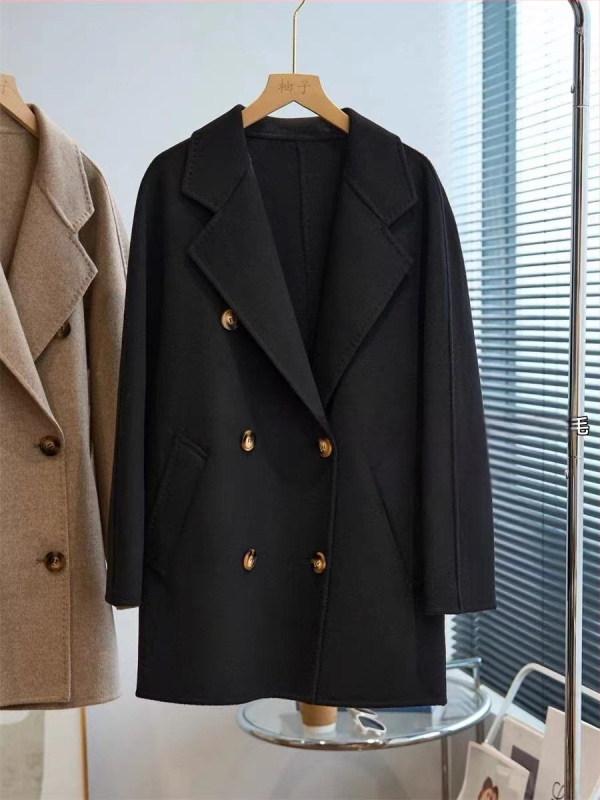 Palton din tweed reversibil pentru femei, amestec cașmir-lână (cașmir <30%, lână 80–90%), toamnă 2024.