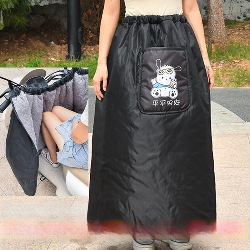 Elektromos járművek szélvédett szoknya — téli quiltelt kerékpáros szoknya fleece béléssel, vízálló Oxford anyag (Anyag: vízálló Oxford; Stílus: quiltelt; Modellok: elektromos autó, motorkerékpár, akkumulátoros autó, tricikli; Funkciók: összecsukható, kopás