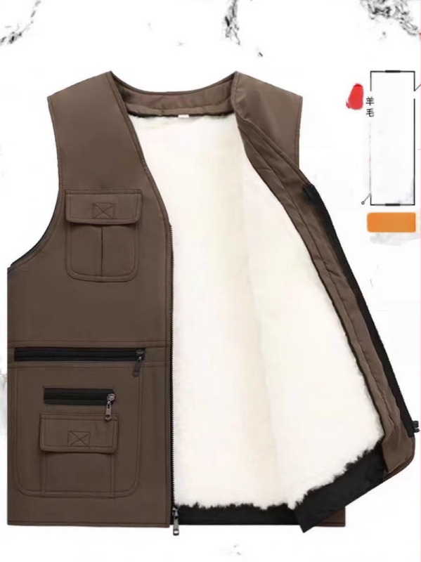Xin Jing Da — Vestă din lână cu blană de miel reală, 95% lână, lungime medie, Primăvara 2025