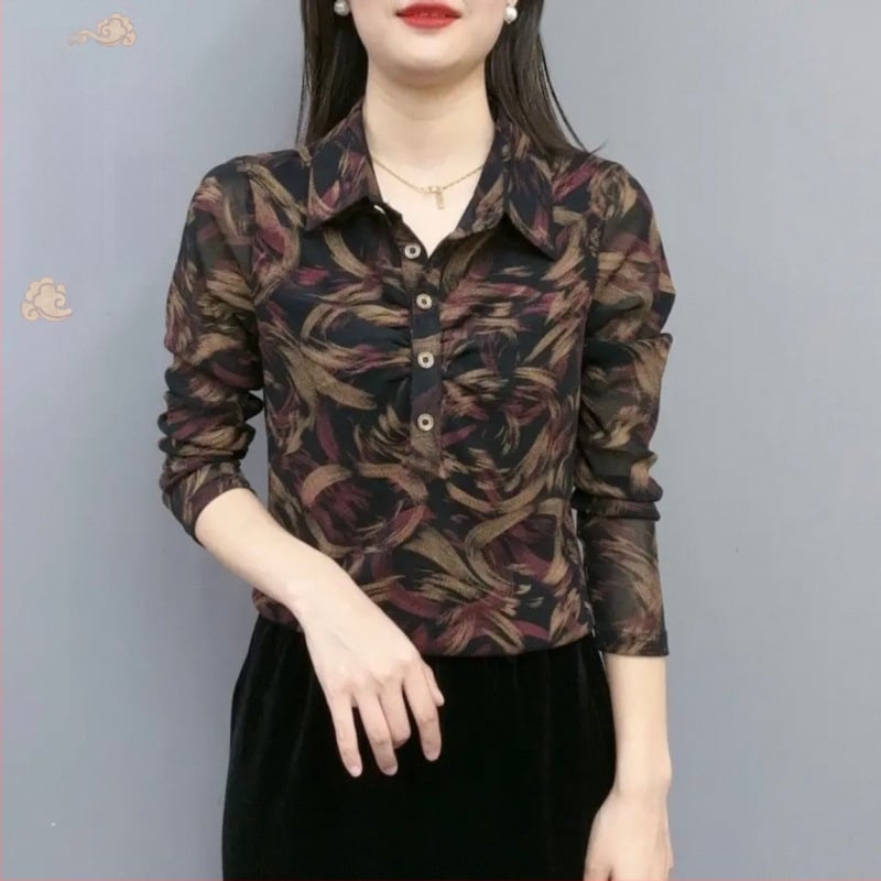 Cămașă de damă - Primăvara 2025, țesătură poliester (>95%), stil pentru naveta/temperament, finisaj la temperaturi ridicate