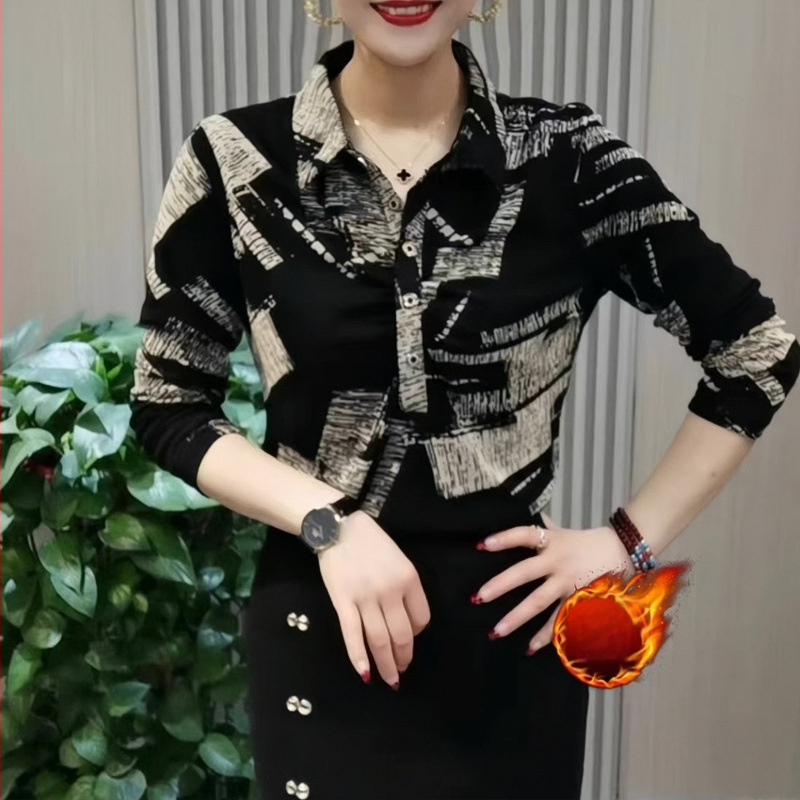 Cămașă de damă - Primăvara 2025, țesătură poliester (>95%), stil pentru naveta/temperament, finisaj la temperaturi ridicate