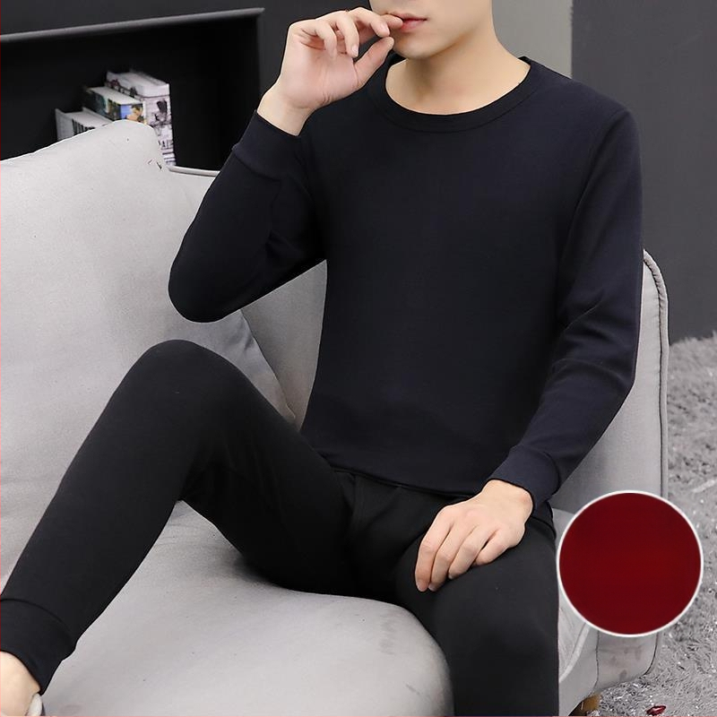 Set călduros din acril cu fleece pentru bărbați, guler mediu-înalt și mâneci lungi, material extra gros