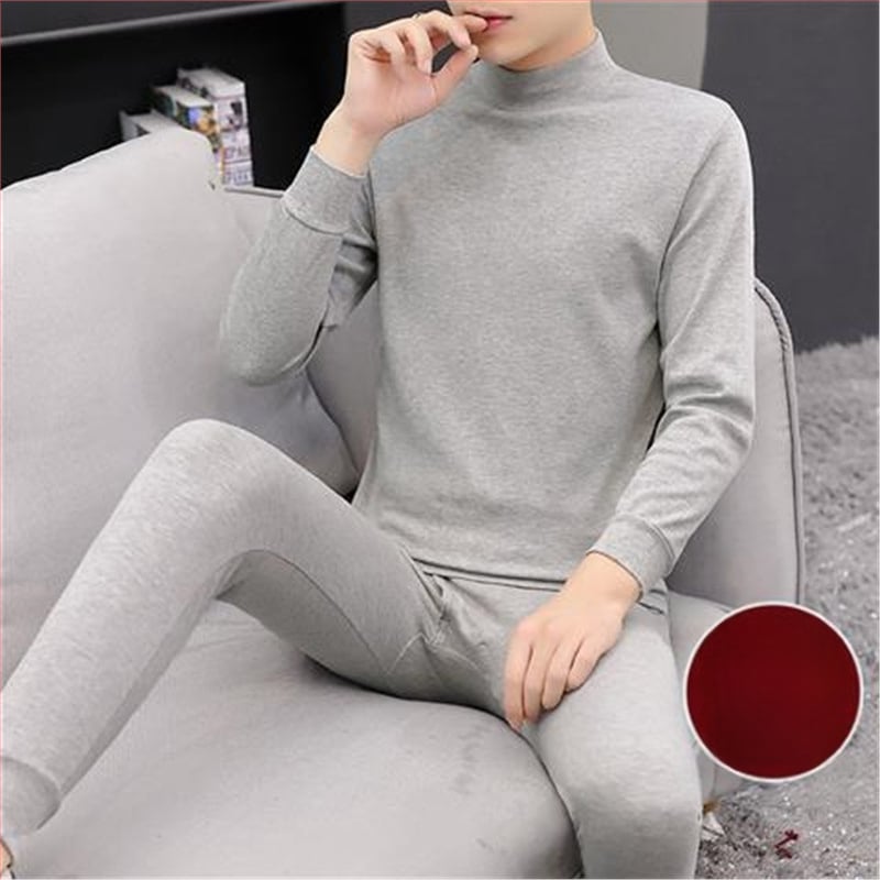 Set călduros din acril cu fleece pentru bărbați, guler mediu-înalt și mâneci lungi, material extra gros