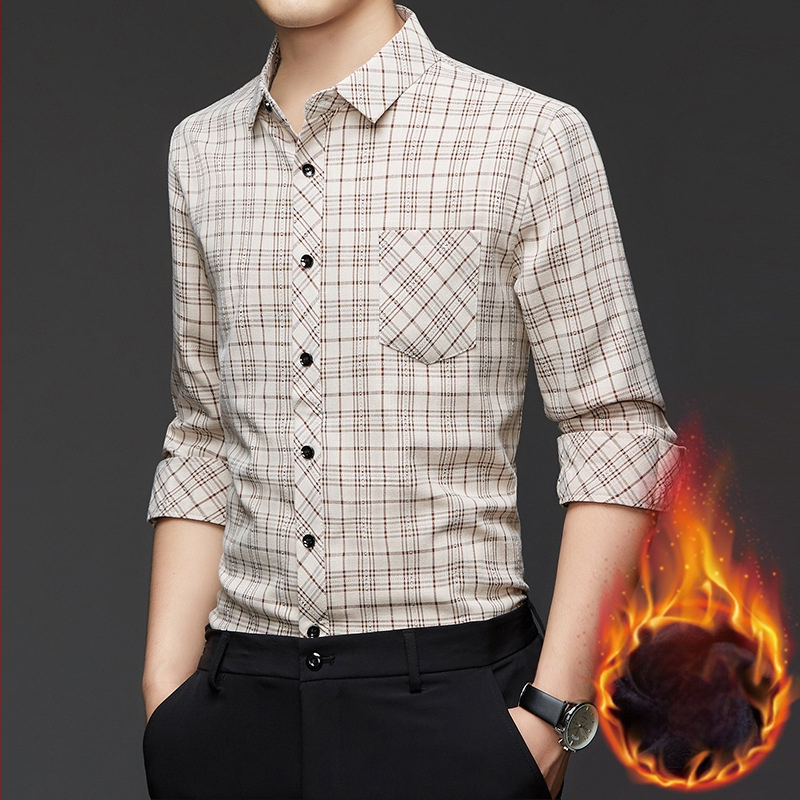 Πουκάμισο καρό με επένδυση φλίς, αστικός στυλ καρντγκάν, ύφασμα: μίξη χημικών ινών, χειμερινή σεζόν