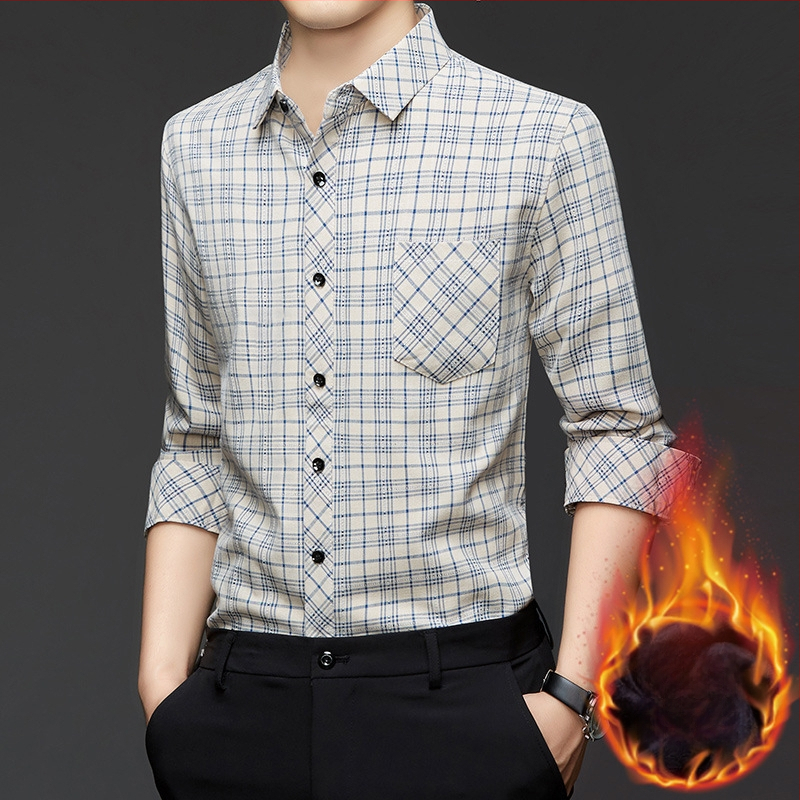 Πουκάμισο καρό με επένδυση φλίς, αστικός στυλ καρντγκάν, ύφασμα: μίξη χημικών ινών, χειμερινή σεζόν