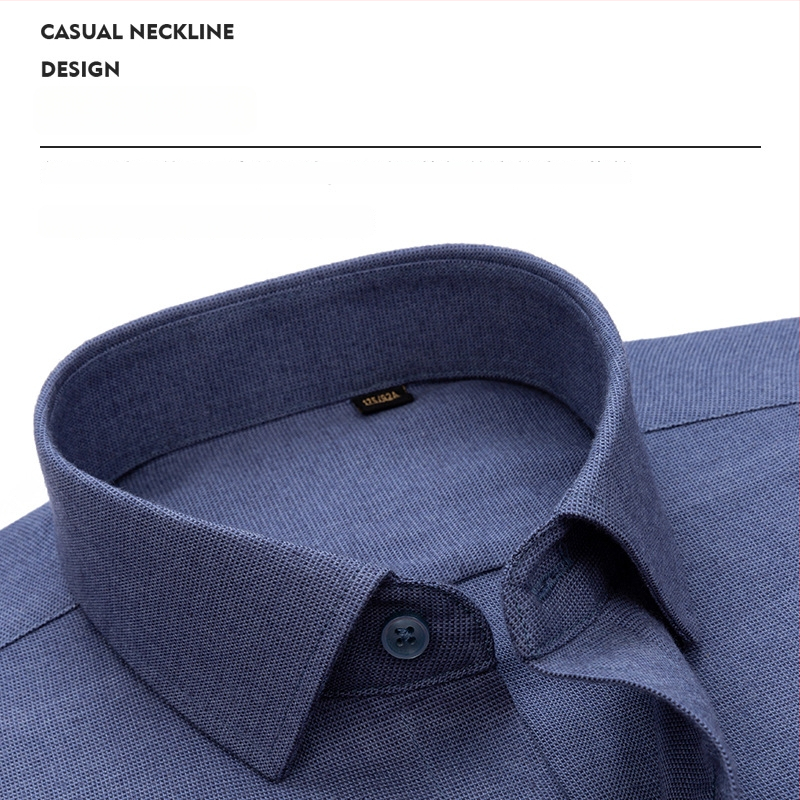 Αντρικό πουκάμισο από μείγμα μαλλιού-Modal, τετράγωνος γιακάς, μακριά μανίκια, ελαφρύ καθημερινό στυλ, πλένεται στο πλυντήριο