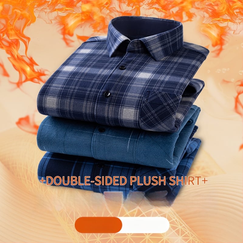 Πουκάμισο με μοτίβο πλέγματος, παχύ πολυεστερικό ύφασμα (≥96%), τετράγωνη λαιμόκοψη, μακριά μανίκια