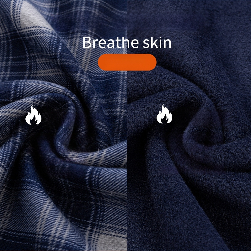 Πουκάμισο με μοτίβο πλέγματος, παχύ πολυεστερικό ύφασμα (≥96%), τετράγωνη λαιμόκοψη, μακριά μανίκια